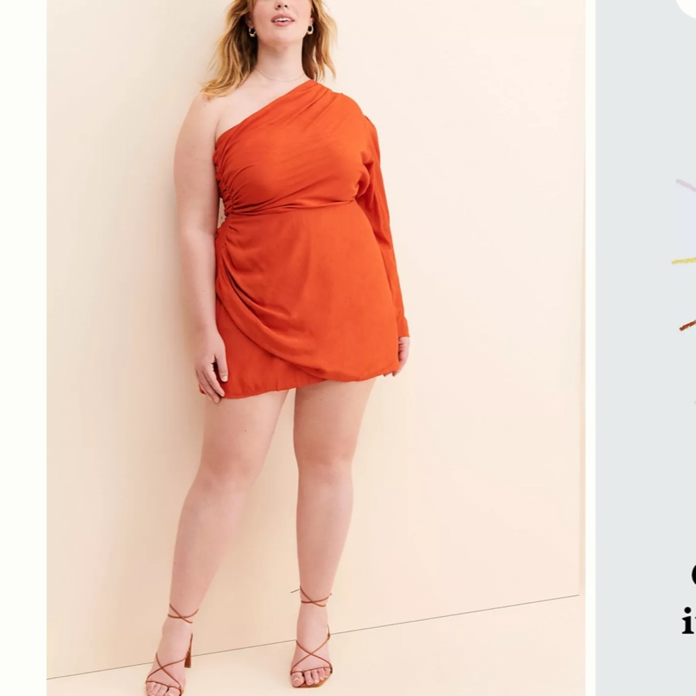 Rue Stiic Anthropologie Aubrey Rust Chic One Shoulder Ruched Mini Skirt Dress 3X